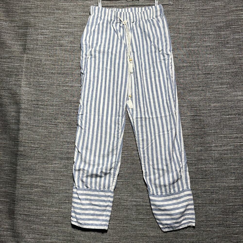 Faherty Pants Women's Size XS Blue Lucy Striped Pacific Beach Linen